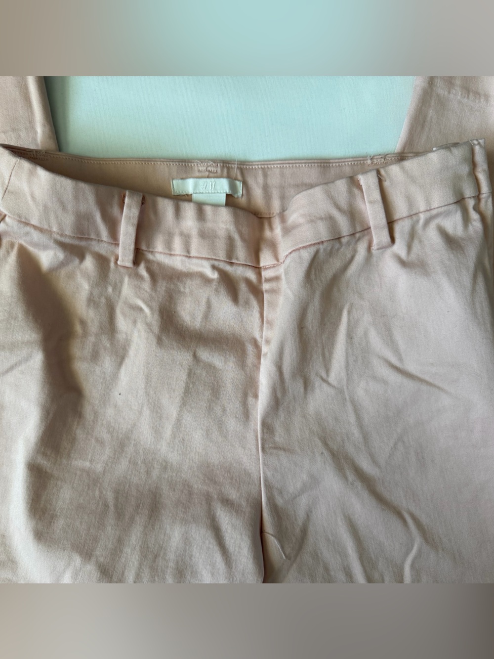 Women’s H&M Chino Pants Pink Straight Leg Mid Rise Pockets Zip Size 4